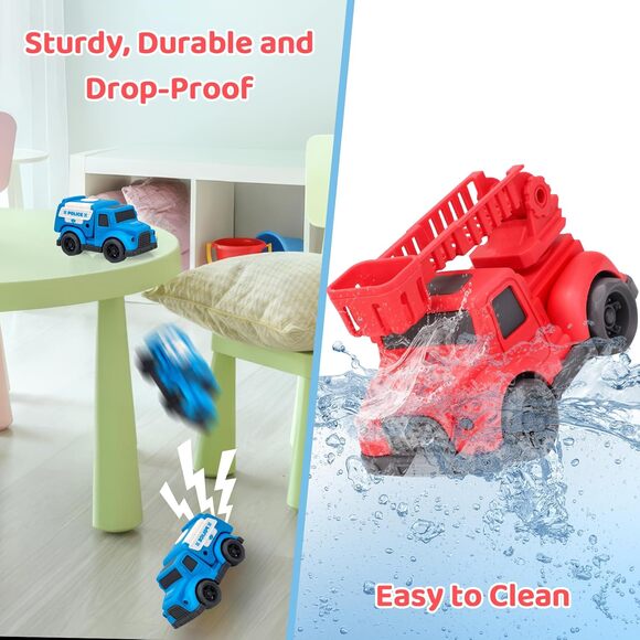 3 Pack Toddler Rescue Trucks Set Police Fire Ambulance Pvc- BPA- Phthalates Free - Picture 6 of 10